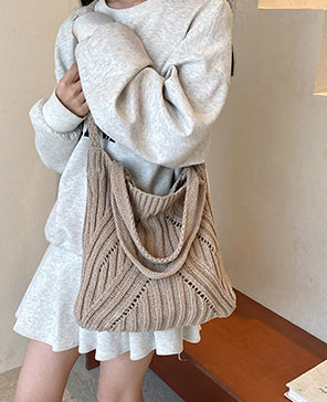 Khaki Solid Two Handles Shoulder Bag