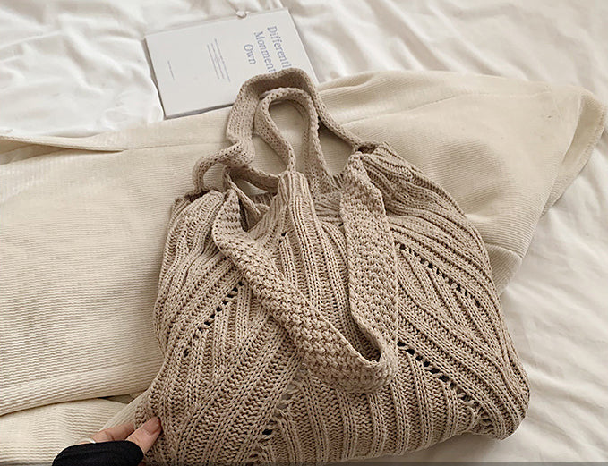 Khaki Solid Two Handles Shoulder Bag