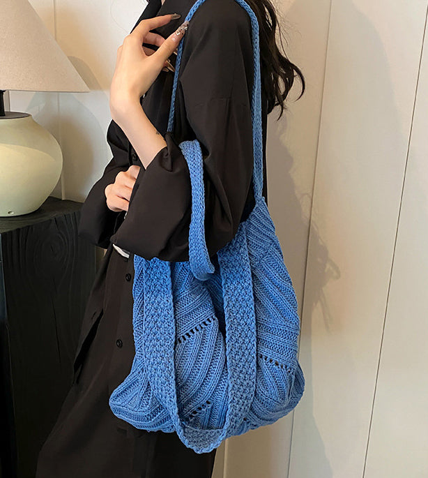 Blue Solid Two Handles Shoulder Bag