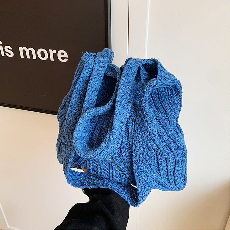 Blue Solid Two Handles Shoulder Bag