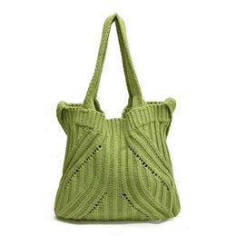 Green Solid Two Handles Shoulder Bag