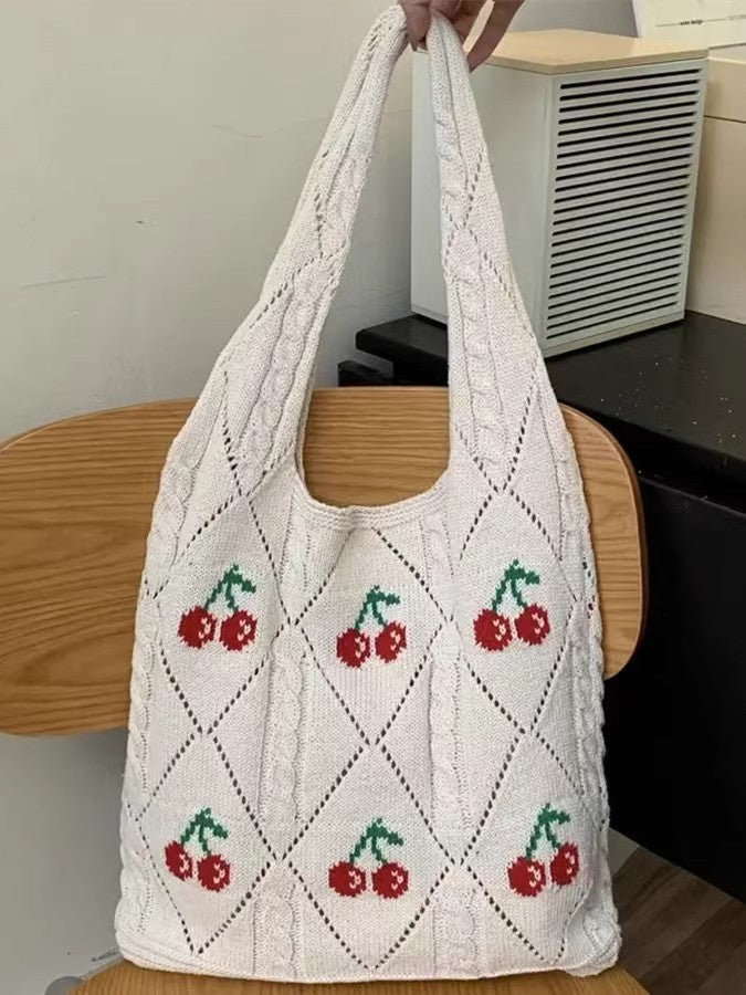 Beige Printed Two Handles Shoulder Bag