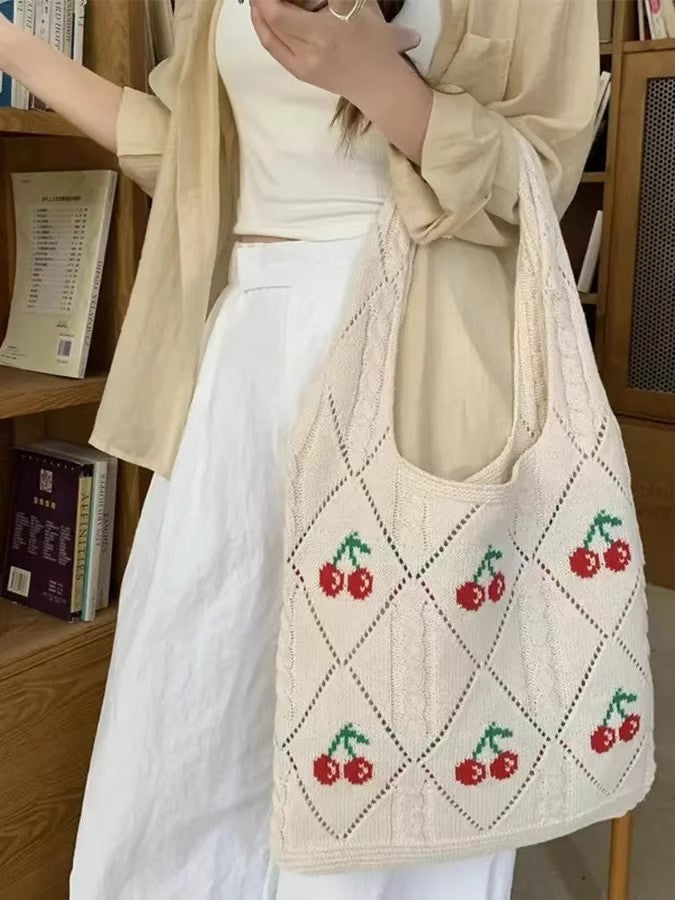Beige Printed Two Handles Shoulder Bag