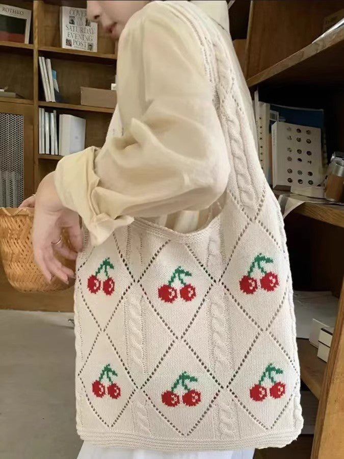 Beige Printed Two Handles Shoulder Bag