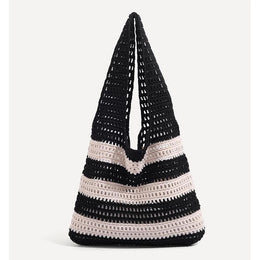 Black Solid Two Handles Shoulder Bag