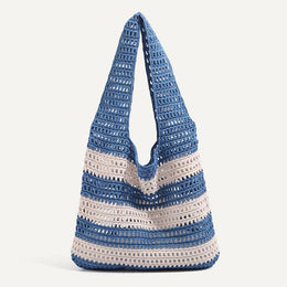 Blue Solid Two Handles Shoulder Bag