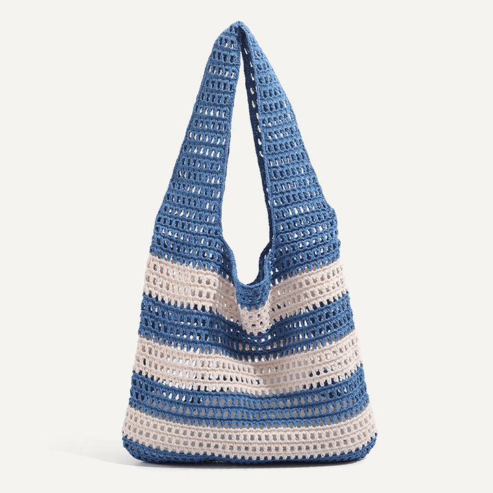 Blue Solid Two Handles Shoulder Bag