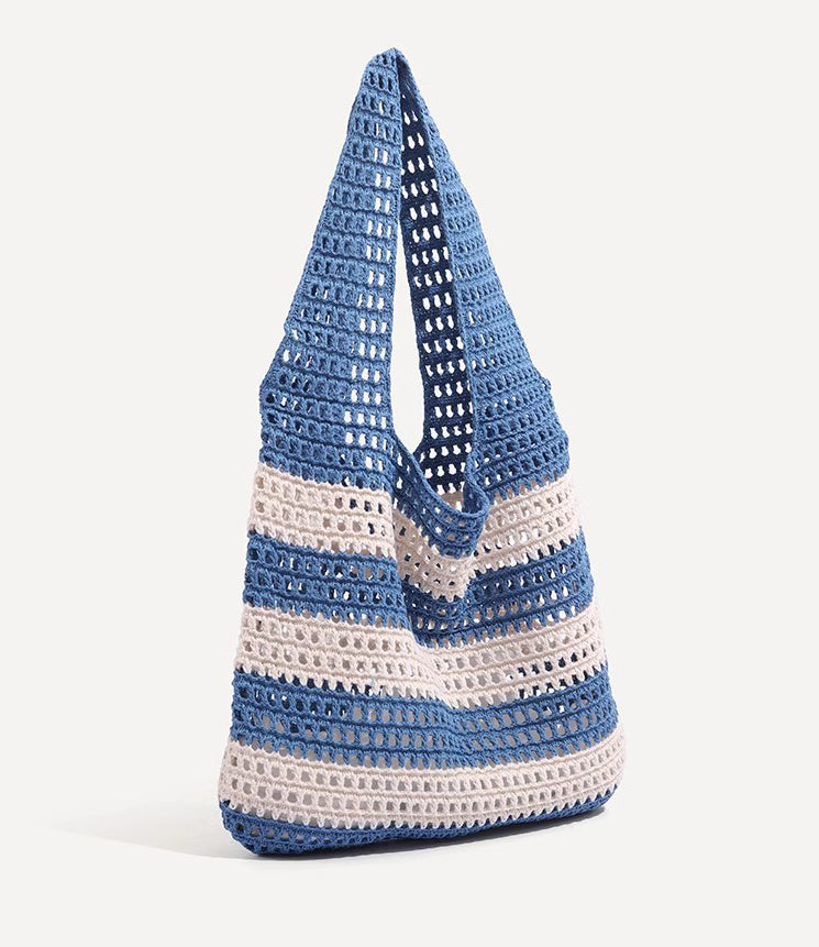 Blue Solid Two Handles Shoulder Bag