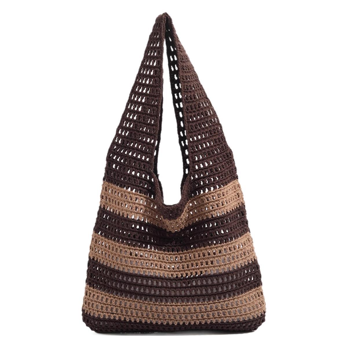 Coffee Solid Two Handles Shoulder Bag