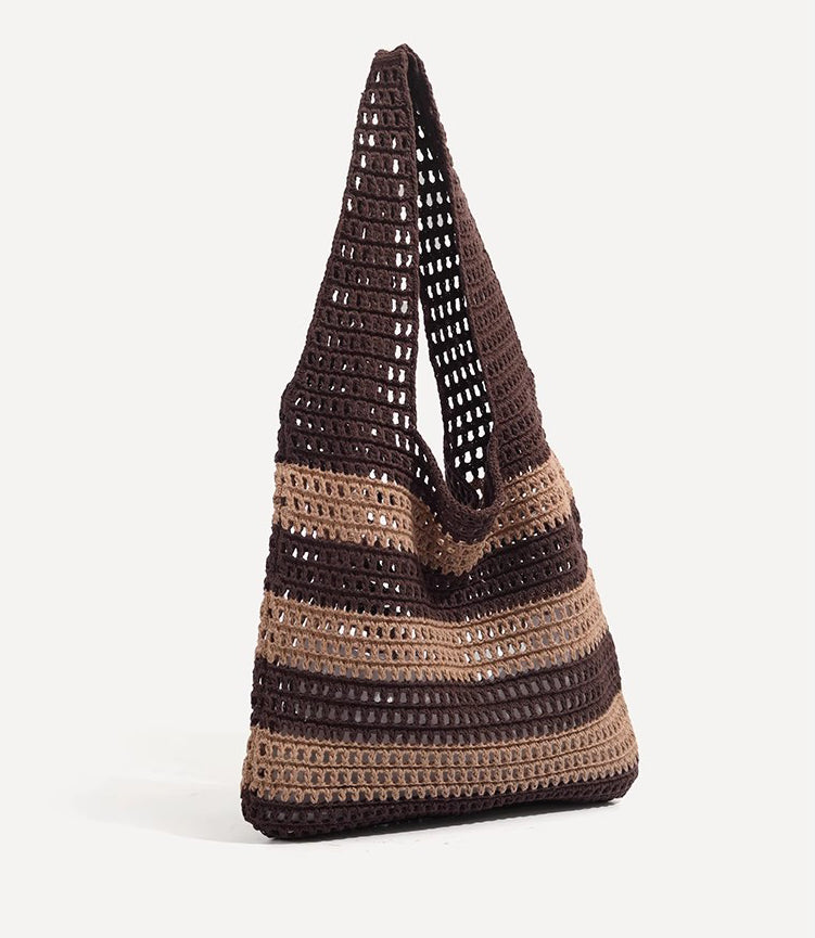 Coffee Solid Two Handles Shoulder Bag
