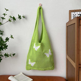 Green Printed Two Handles Shoulder Bag