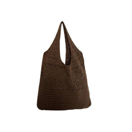 Coffee Textured Two Handles Shoulder Bag