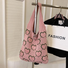 Pink Printed Two Handles Shoulder Bag