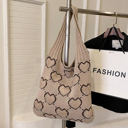 Khaki Printed Two Handles Shoulder Bag