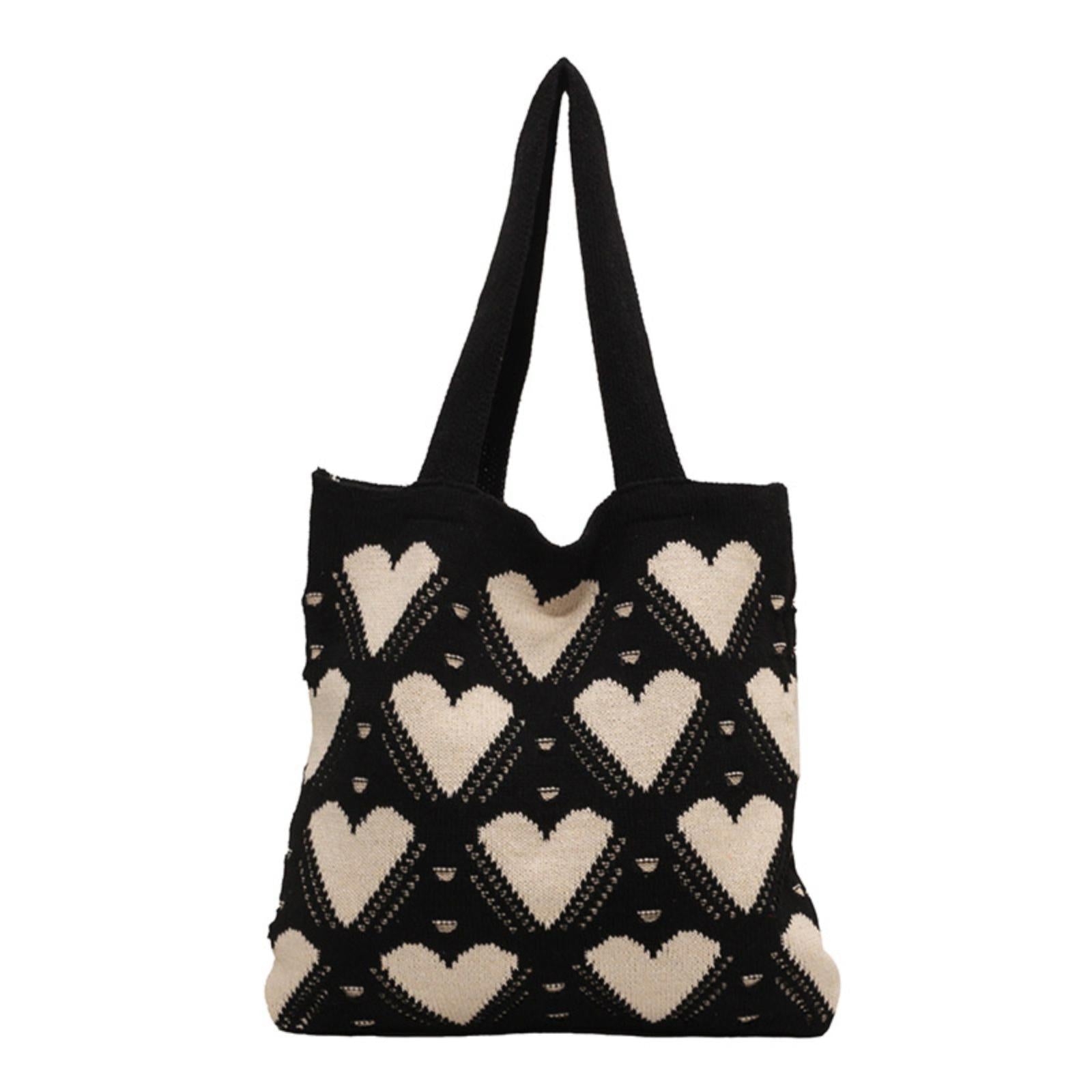 Black Printed Two Handles Shoulder Bag