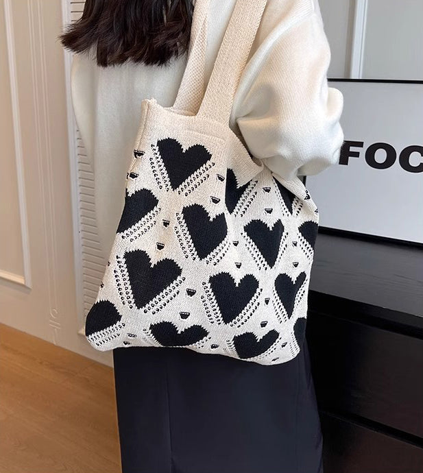 Off White Printed Two Handles Shoulder Bag