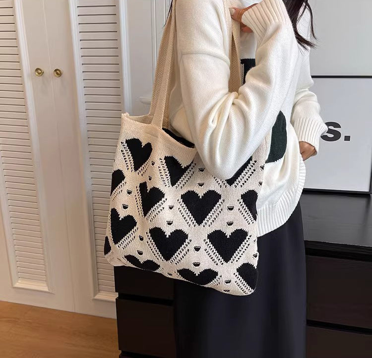 Off White Printed Two Handles Shoulder Bag