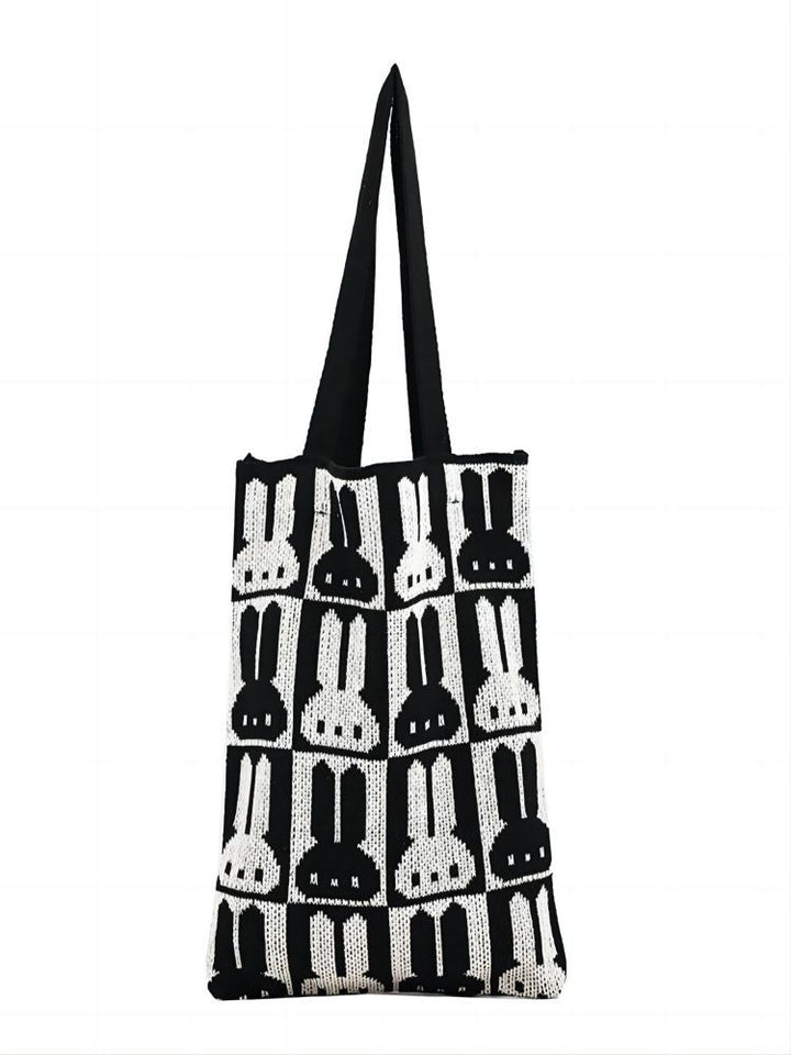 Black Printed Two Handles Shoulder Bag