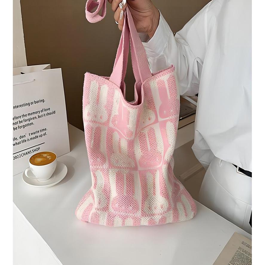 Pink Printed Two Handles Shoulder Bag