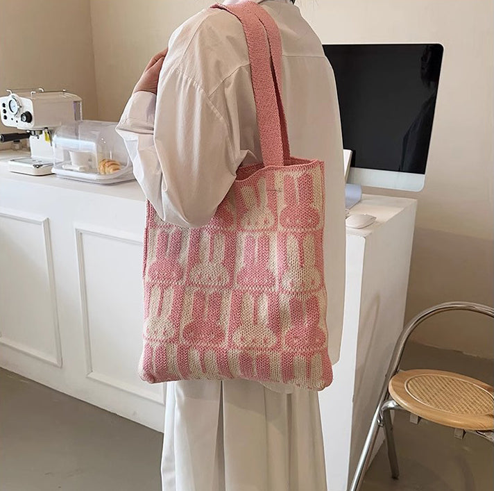 Pink Printed Two Handles Shoulder Bag