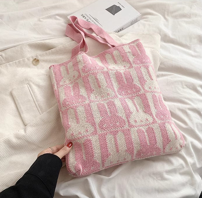 Pink Printed Two Handles Shoulder Bag