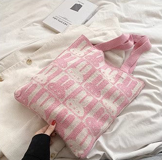 Pink Printed Two Handles Shoulder Bag