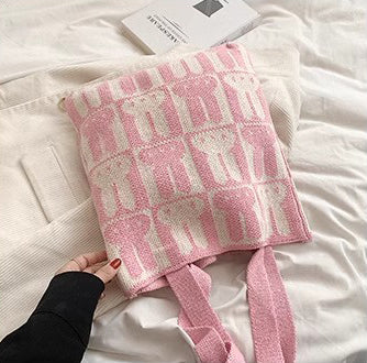 Pink Printed Two Handles Shoulder Bag