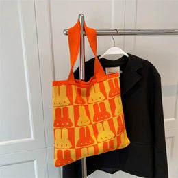 Orange Printed Two Handles Shoulder Bag