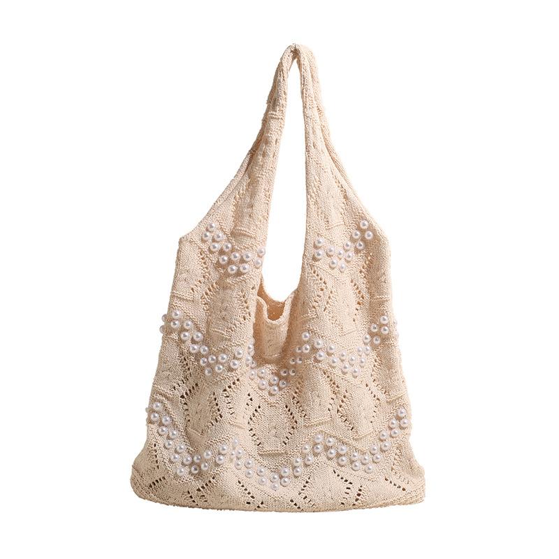 Off White Solid Two Handles Shoulder Bag