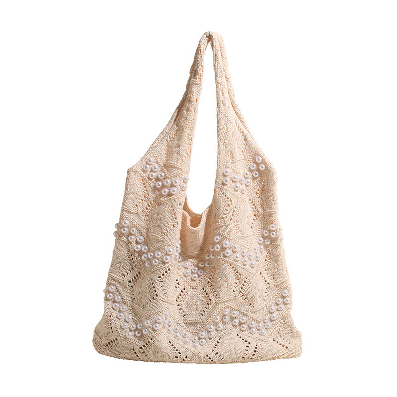 Off White Solid Two Handles Shoulder Bag