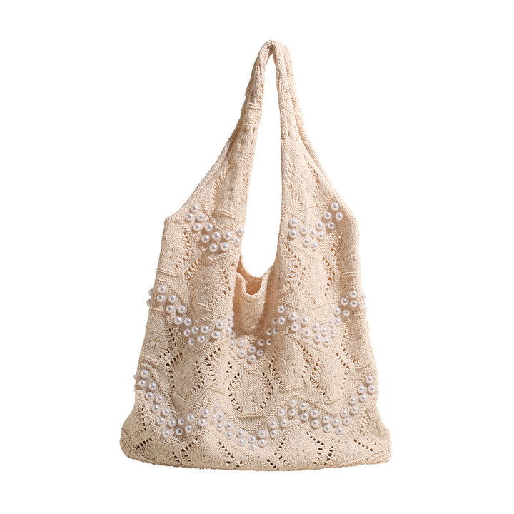 Off White Solid Two Handles Shoulder Bag