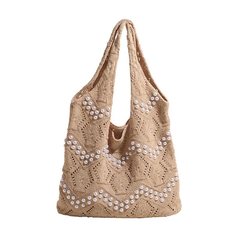 Khaki Solid Two Handles Shoulder Bag