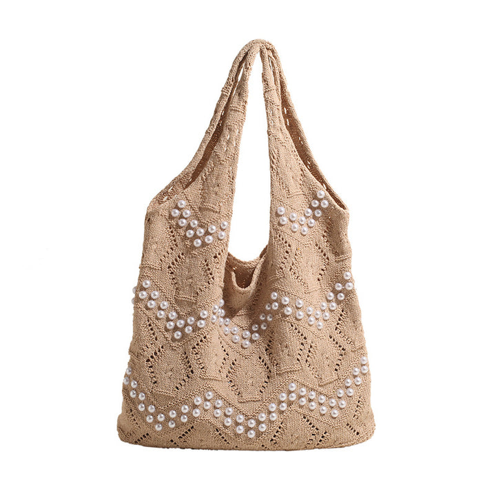 Khaki Solid Two Handles Shoulder Bag
