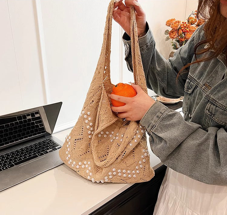 Khaki Solid Two Handles Shoulder Bag