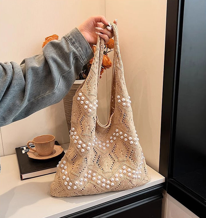 Khaki Solid Two Handles Shoulder Bag