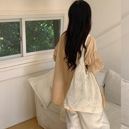 Off White Solid Two Handles Shoulder Bag