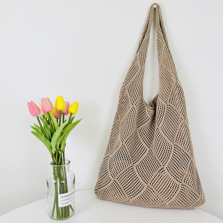 Khaki Solid Two Handles Shoulder Bag
