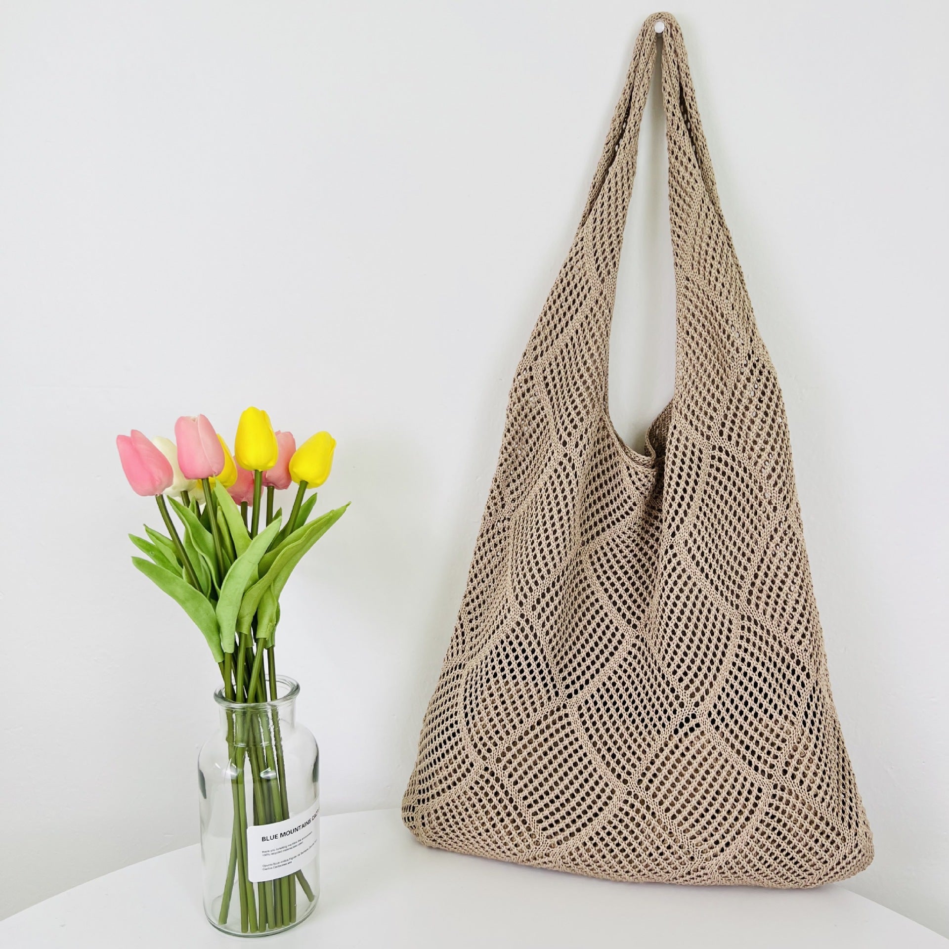 Khaki Solid Two Handles Shoulder Bag