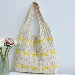 Yellow Printed Two Handles Shoulder Bag