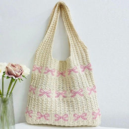 Pink Printed Two Handles Shoulder Bag