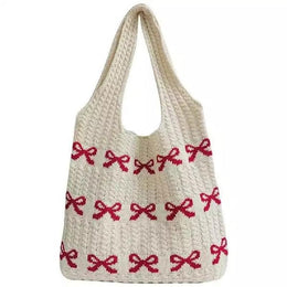 Red Printed Two Handles Shoulder Bag