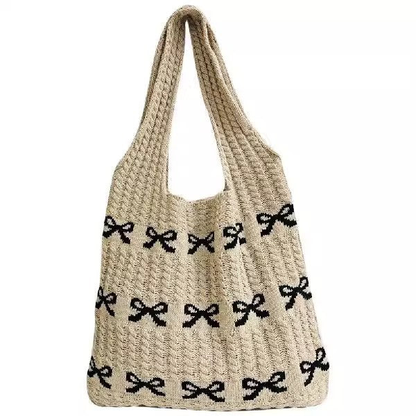 Blue Printed Two Handles Shoulder Bag