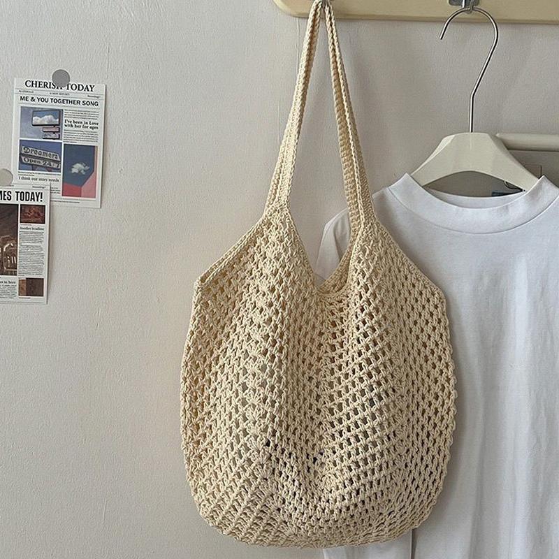 Off White Solid Two Handles Shoulder Bag