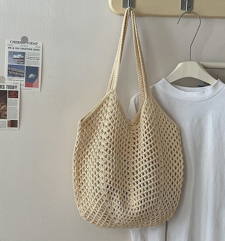 Off White Solid Two Handles Shoulder Bag