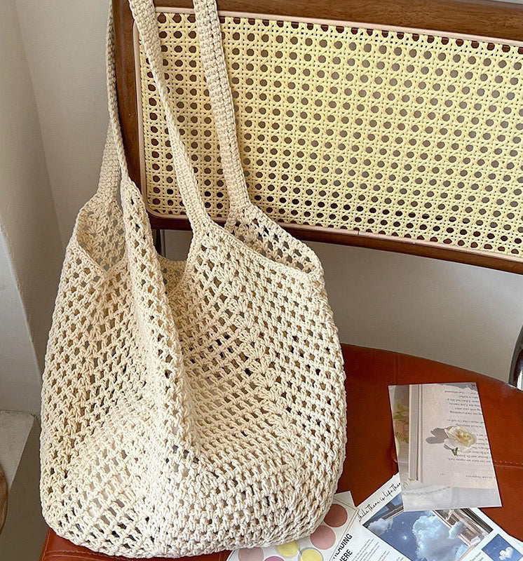 Off White Solid Two Handles Shoulder Bag