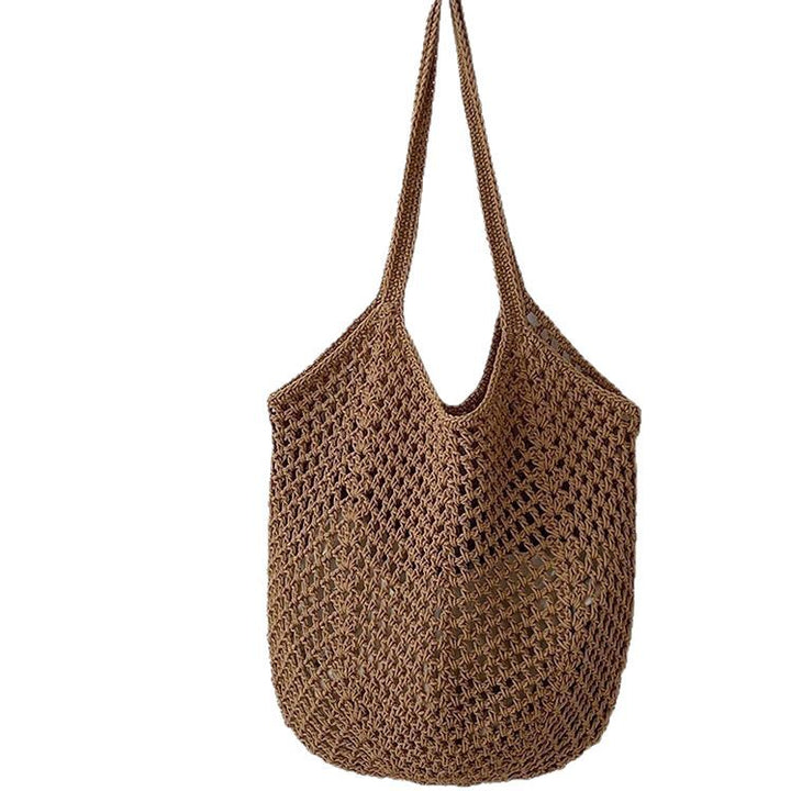 Khaki Solid Two Handles Shoulder Bag