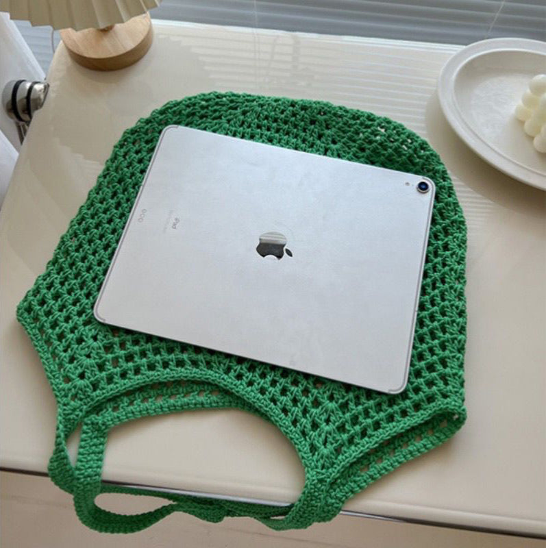 Green Solid Two Handles Shoulder Bag