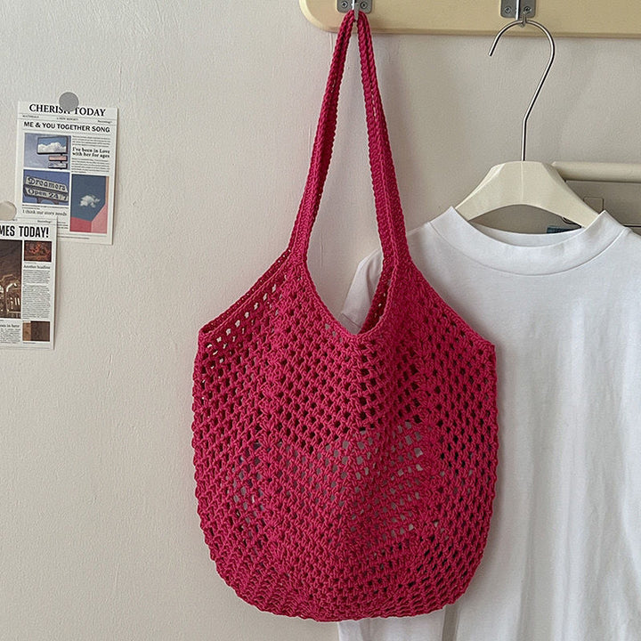 Fuchsia Solid Two Handles Shoulder Bag