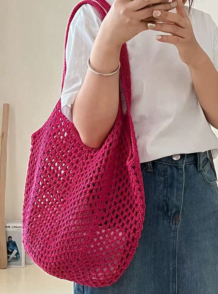 Fuchsia Solid Two Handles Shoulder Bag
