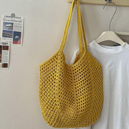 Yellow Solid Two Handles Shoulder Bag